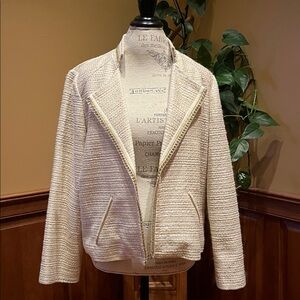Chico's Light Cream Gold Jacket Blazer women’s 3 XL 16 wedding guest